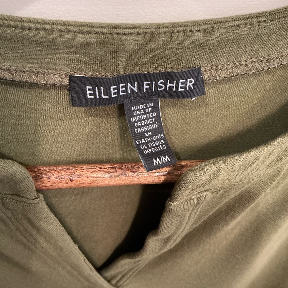 Eileen Fisher Forest Green V-Neck tshirt dress - Picture 6 of 7